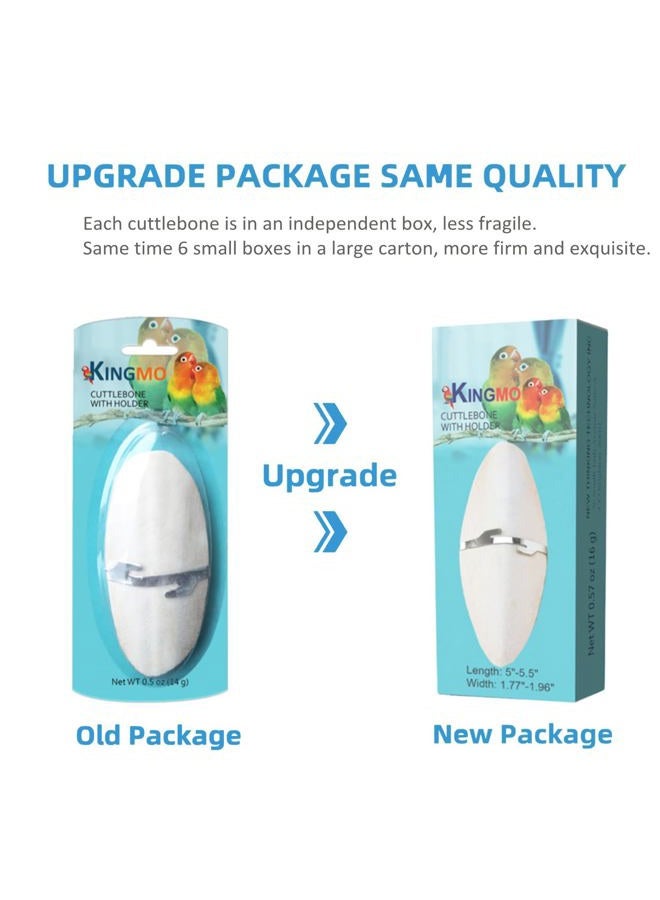 Jmxus 5"-5.5" Bird Cuttlebone for Parakeets, Cuddle Bone with Metal Holder, Cuttlefish Bone for Sharp Beaks, Natural Birds Calcium for Parrots Cockatiels Budgie, 6 Pcs - Image 3