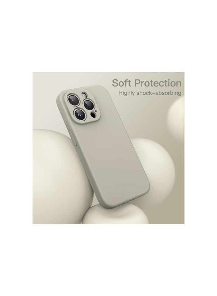 جي تيك حافظة JETech من السيليكون المغناطيسي لهاتف iPhone 15 Pro Max مقاس 6.7 بوصة، متوافقة مع MagSafe، غطاء هاتف مع عدسة الكاميرا حماية كاملة (تيتانيوم طبيعي) - Image 2