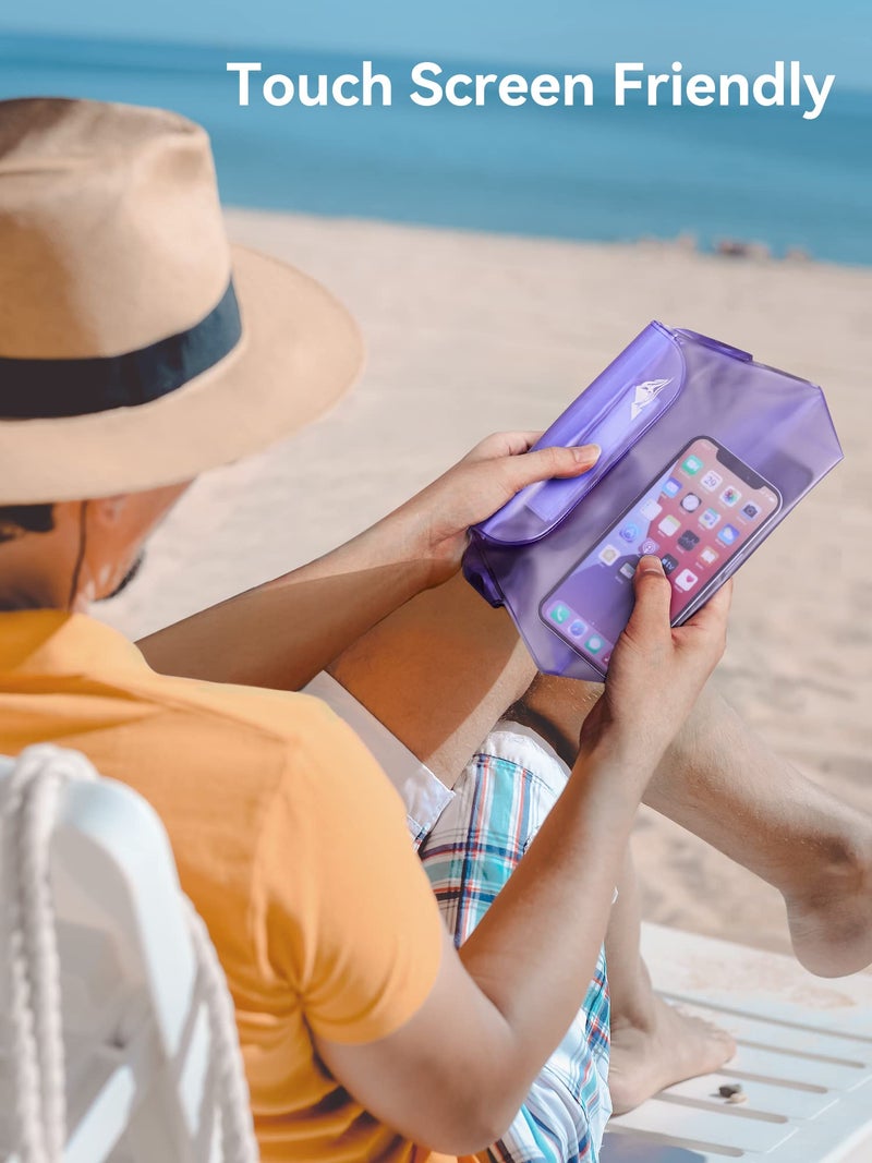 HEETA 2-Pack Waterproof Pouch with Waist Strap, Screen Touchable Dry Bag with Adjustable Belt for Phone Valuables for Kayaking Swimming Snorkeling Boating Fishing Surfing Beach (Purple & Black) - Image 3