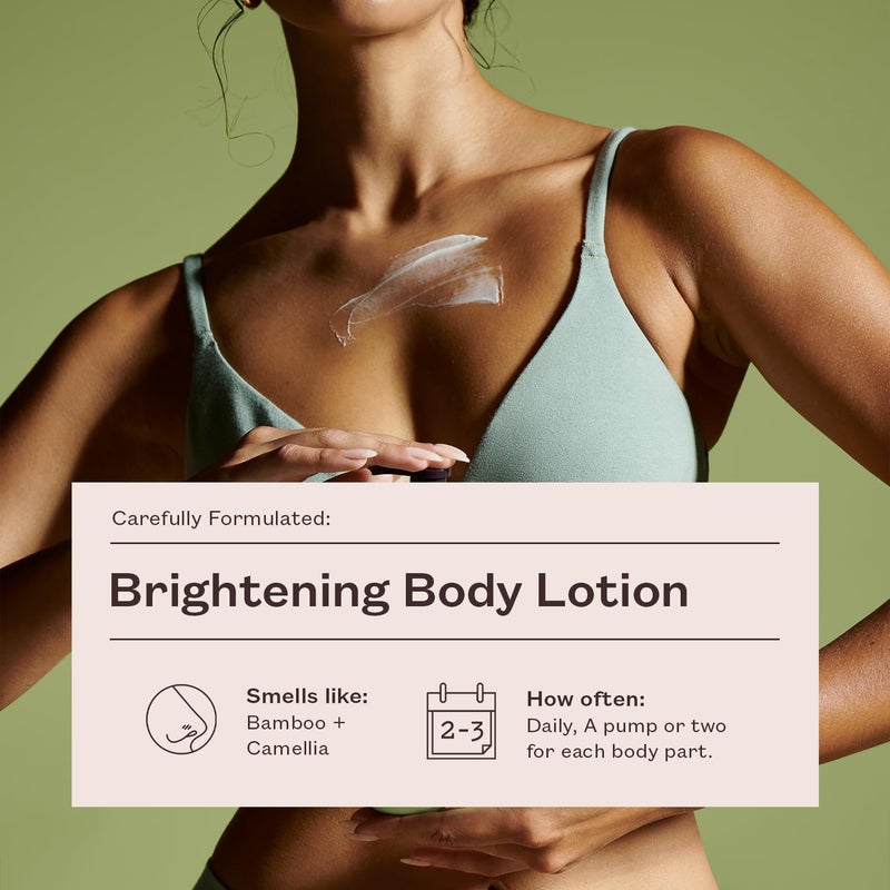 frank body Brightening Body Lotion | Evens Tone, Brightens Dark Spots & huperpigmentation | Vitamin C, Kakadu Plum & Vitamin B5 | Bamboo & Camellia Scent | Vegan & Cruelty Free | 250ml / 8.45 fl oz - Image 4