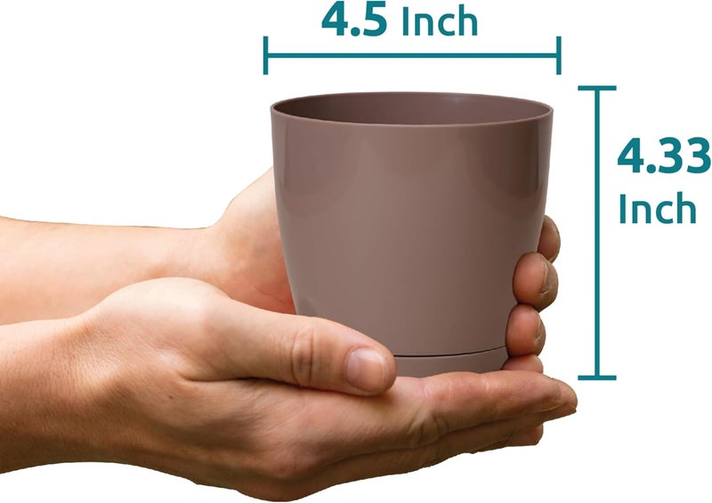 Nurturing Green مجموعة نورتشرينج جرين® المكونة من 8 أواني بلاستيكية ذاتية الري بلون عاجي ومزودة بطلاء لامع | أواني زهور سهلة الصيانة للاستخدام داخل المنزل، على الشرفة أو في الحديقة (الحجم: 4.5 بوصة * 4.33 بوصة) - [النباتات غير مشمولة] - Image 4