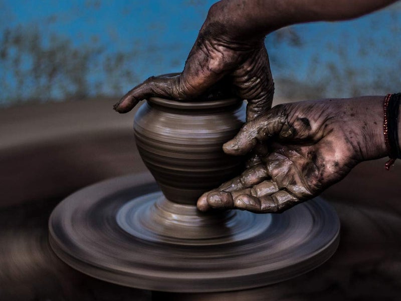VILLAGE KRAFT VILLAGE KRAFT UnglazedUncoated Organic Crafts Potter Wheel Clay PotsCookwareEarthen KadaiMud HandiCurryBiryani PotDeep BurnedMitti Ke Bartan for Cooking Serving25 L1 PieceBlack  - Image 5