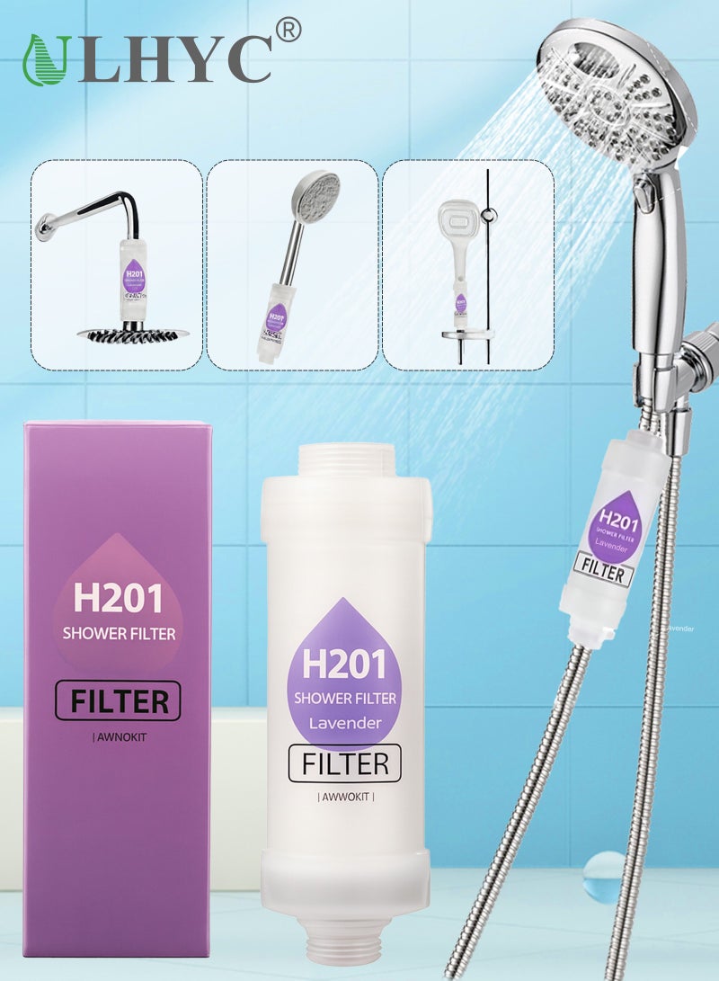 ULHYC Shower Soaker, Vitamin C Shower Head Filter, Hard Water Softener, Chlorine and Fluoride Shower Filter, Water Purification Filter Shower Head with Beads, Healthy Skin, Easy Install (Lavender) - Image 1