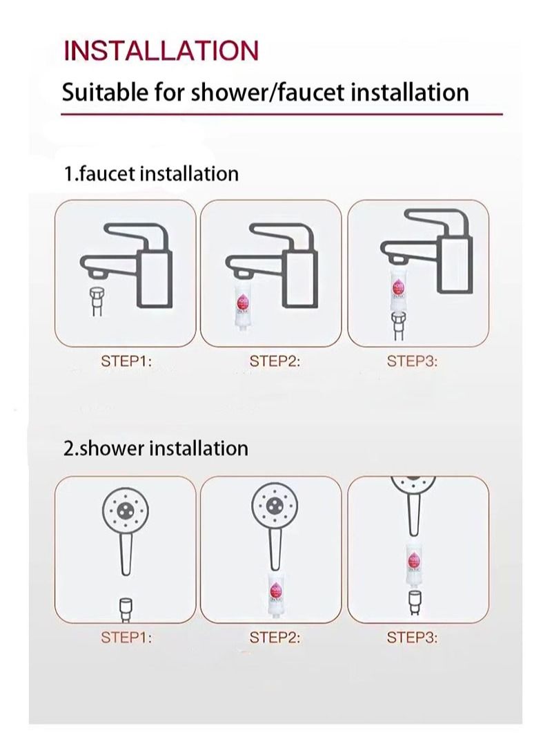 ULHYC Shower Soaker, Vitamin C Shower Head Filter, Hard Water Softener, Chlorine and Fluoride Shower Filter, Water Purification Filter Shower Head with Beads, Healthy Skin, Easy Install (Lavender) - Image 4