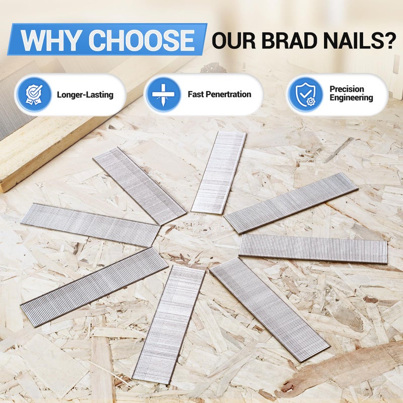 meite 18 Gauge Stainless Steel Brad Nails, 1 Inch 18GA Brad Nails, 304 Stainless Steel Small Finishing Nail Gun Nails for Pneumatic, Electric Brad Nailer Gun (2,000 Counts) - Image 4