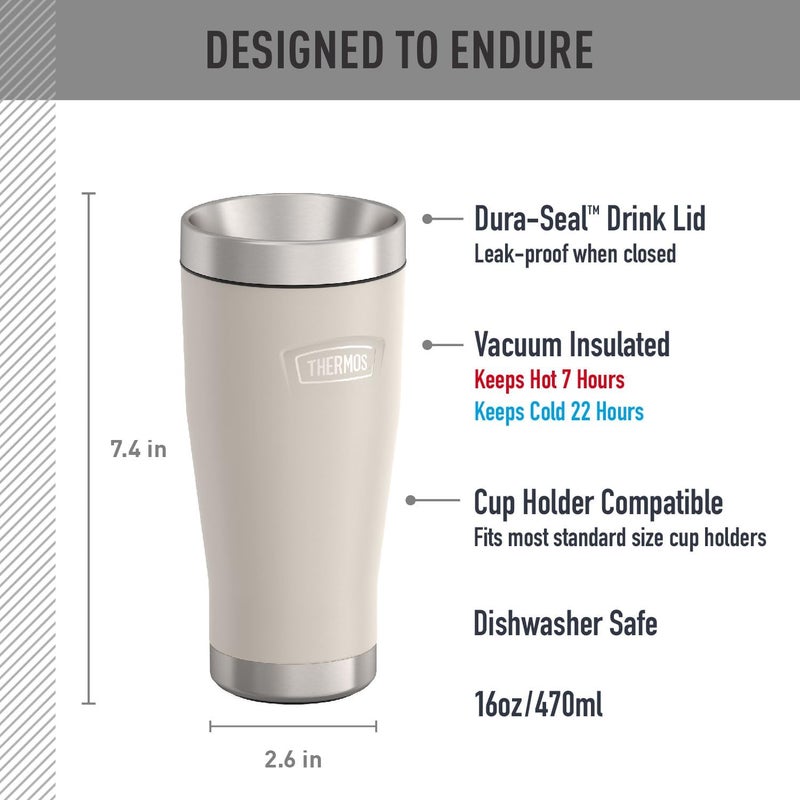 THERMOS ICON STAINLESS STEEL VACUUM INSULATED SANDSTONE TUMBLER 470 ML - Image 2