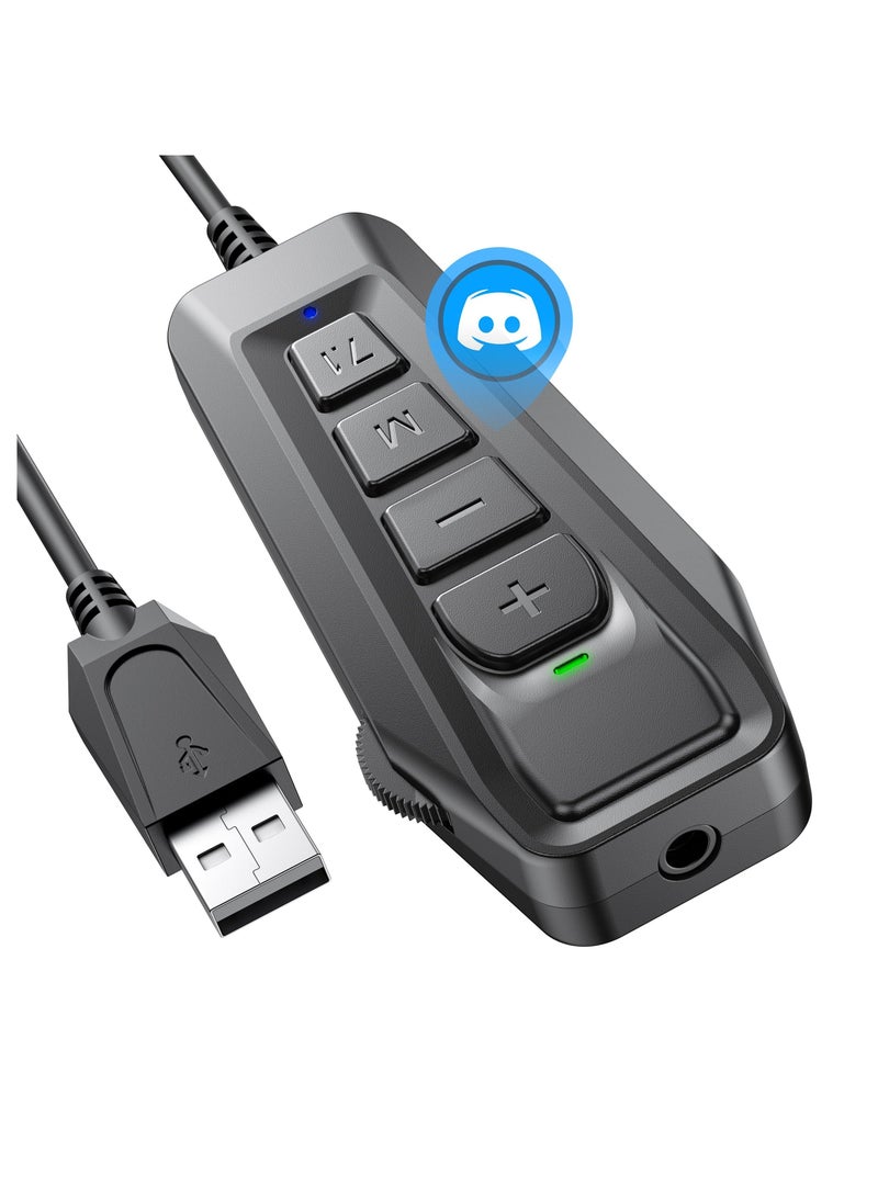 Aux to USB External Sound Card, Simultaneous Phone Discord Chat & Gaming Sound in Wired Headphone, USB to 3.5mm Jack Audio Adapter, with 7.1 Surround Stereo Sound, for PC/PS4-4/Nintendo Switch - Image 1