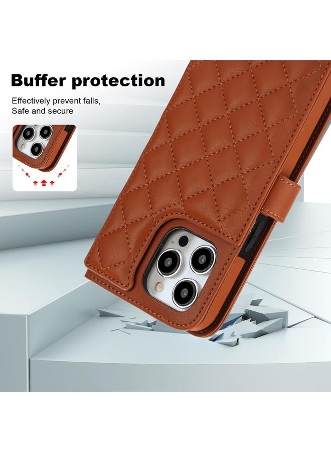 اس-توب جراب هاتف iPhone 14 Pro Max Crossbody متعدد الوظائف من الجلد على شكل معين - Image 5