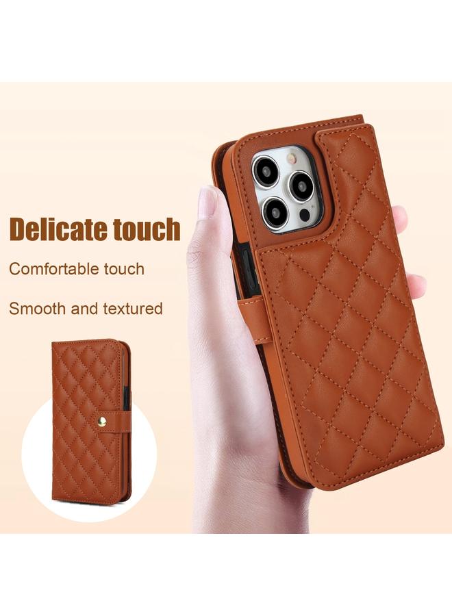 اس-توب جراب هاتف iPhone 14 Pro Max Crossbody متعدد الوظائف من الجلد على شكل معين - Image 3