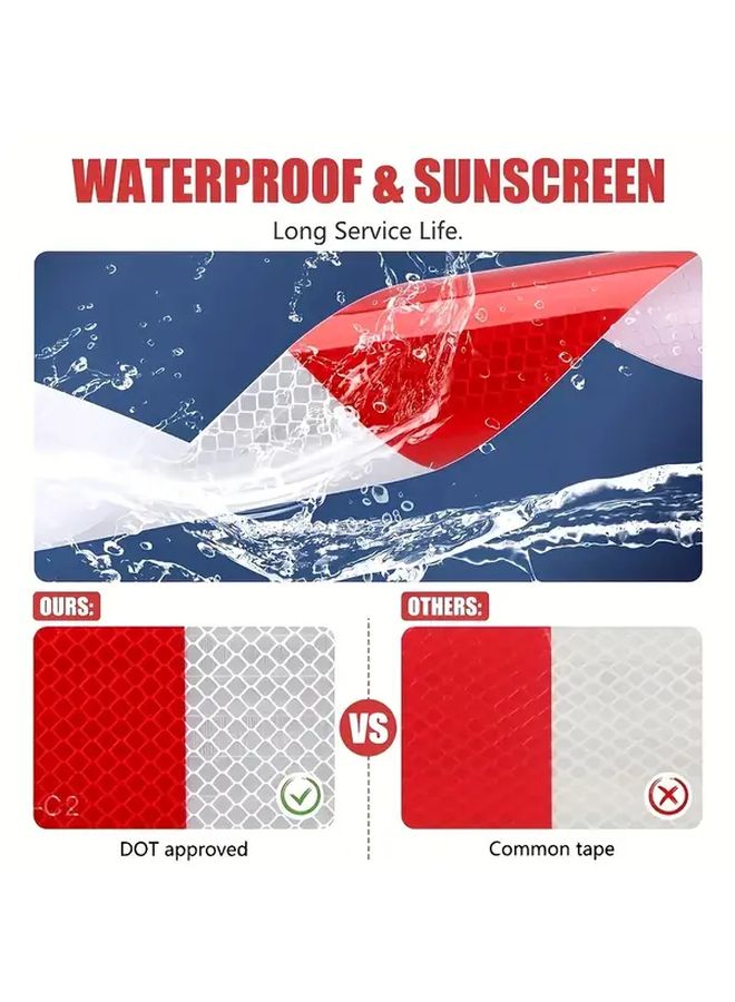 Reflective Safety Tape 2 Rolls Red White Waterproof Adhesive For Vehicles Trailers - Image 5