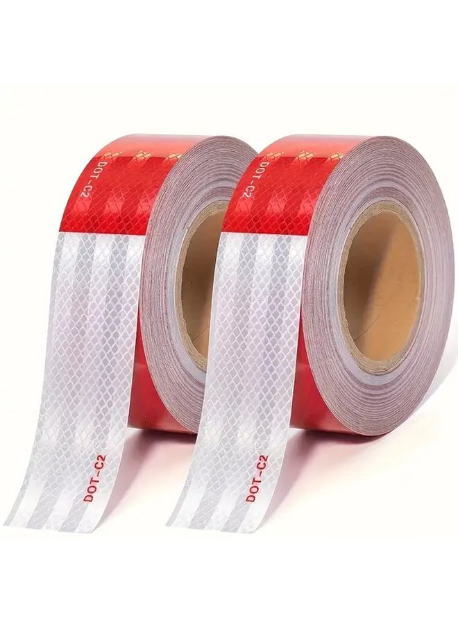 Reflective Safety Tape 2 Rolls Red White Waterproof Adhesive For Vehicles Trailers - Image 2