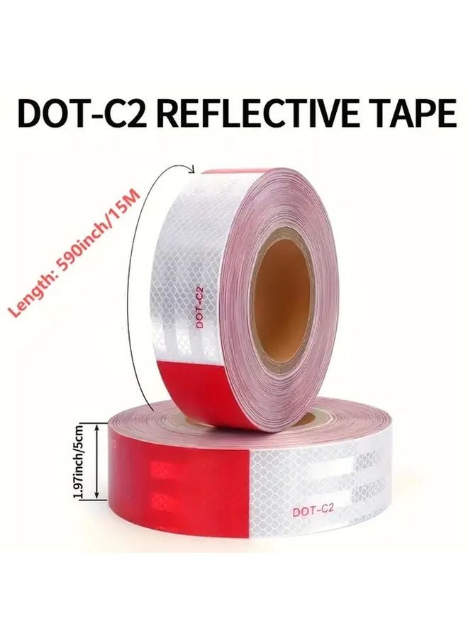 Reflective Safety Tape 2 Rolls Red White Waterproof Adhesive For Vehicles Trailers - Image 3