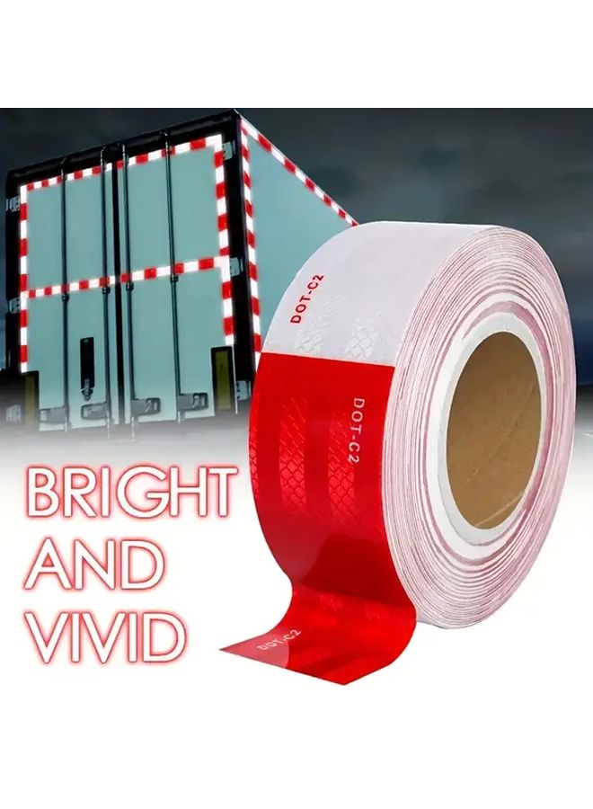 Reflective Safety Tape 2 Rolls Red White Waterproof Adhesive For Vehicles Trailers - Image 4