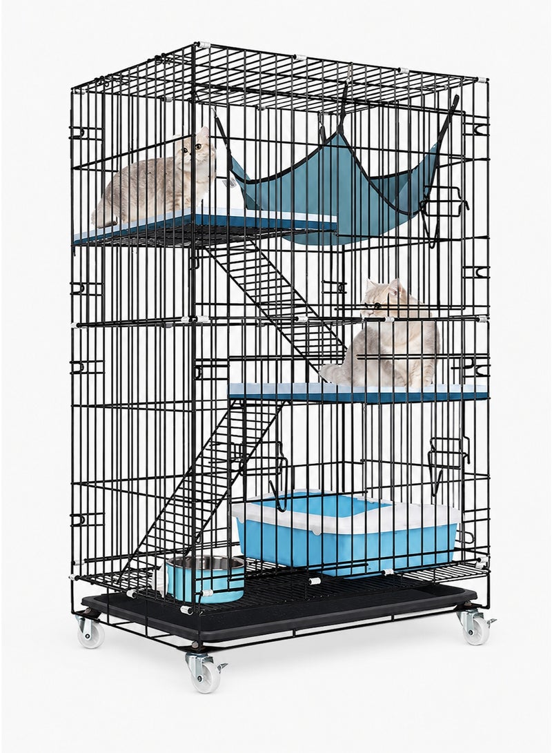 HUMJO 3-Tier Cat House Large Foldable Pet Cage with  Room for Cat Litter Box,Cat Bed, and Cat Swing,Detached Cat Villa For At Least 2 Adult Cats. - Image 1