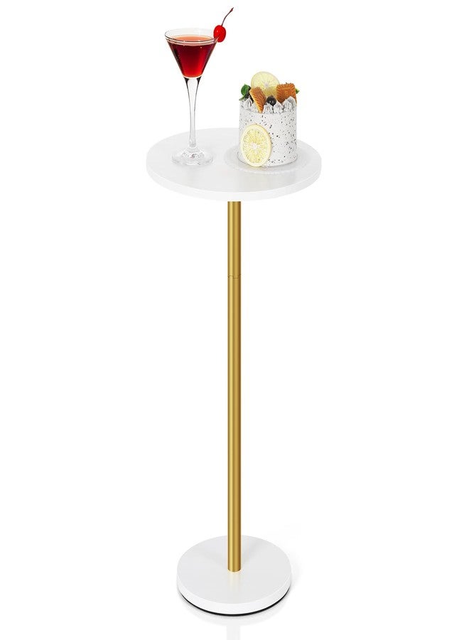 Vrisa Drink Small Side Table for Small Spaces Round Pedestal Modern Martini Coffee Cocktail Table for Living Room, Bedroom, Sofa Couch Chair, Patio, White - Image 1