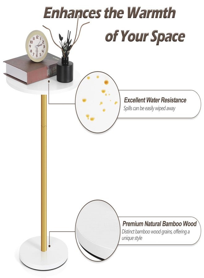 Vrisa Drink Small Side Table for Small Spaces Round Pedestal Modern Martini Coffee Cocktail Table for Living Room, Bedroom, Sofa Couch Chair, Patio, White - Image 3