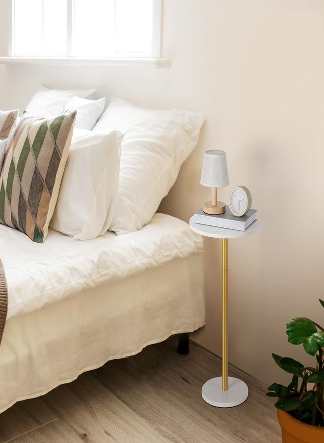 Vrisa Drink Small Side Table for Small Spaces Round Pedestal Modern Martini Coffee Cocktail Table for Living Room, Bedroom, Sofa Couch Chair, Patio, White - Image 5
