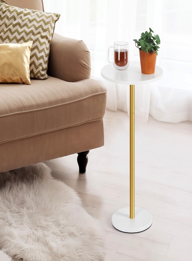 Vrisa Drink Small Side Table for Small Spaces Round Pedestal Modern Martini Coffee Cocktail Table for Living Room, Bedroom, Sofa Couch Chair, Patio, White - Image 4
