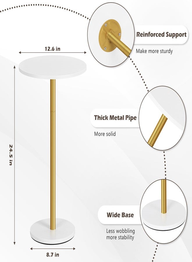 Vrisa Drink Small Side Table for Small Spaces Round Pedestal Modern Martini Coffee Cocktail Table for Living Room, Bedroom, Sofa Couch Chair, Patio, White - Image 2