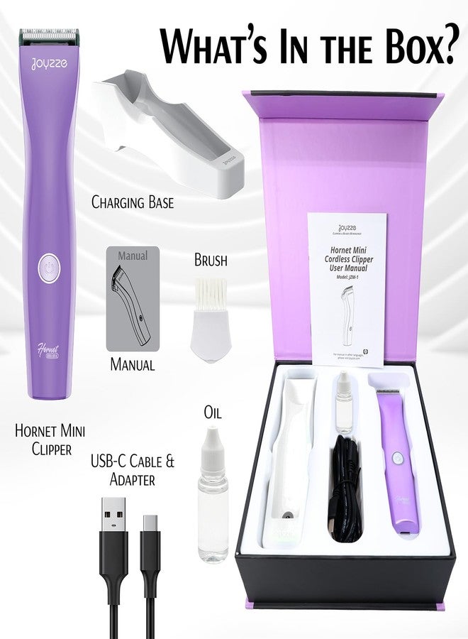 ماكينة حلاقة الحيوانات الأليفة JOYZZE Hornet Mini Purple - ماكينة حلاقة صغيرة الحجم وسهلة الحمل للكلاب بشفرات حادة لقص دقيق، مثالية للعناية بالحيوانات الأليفة أثناء التنقل - Image 4