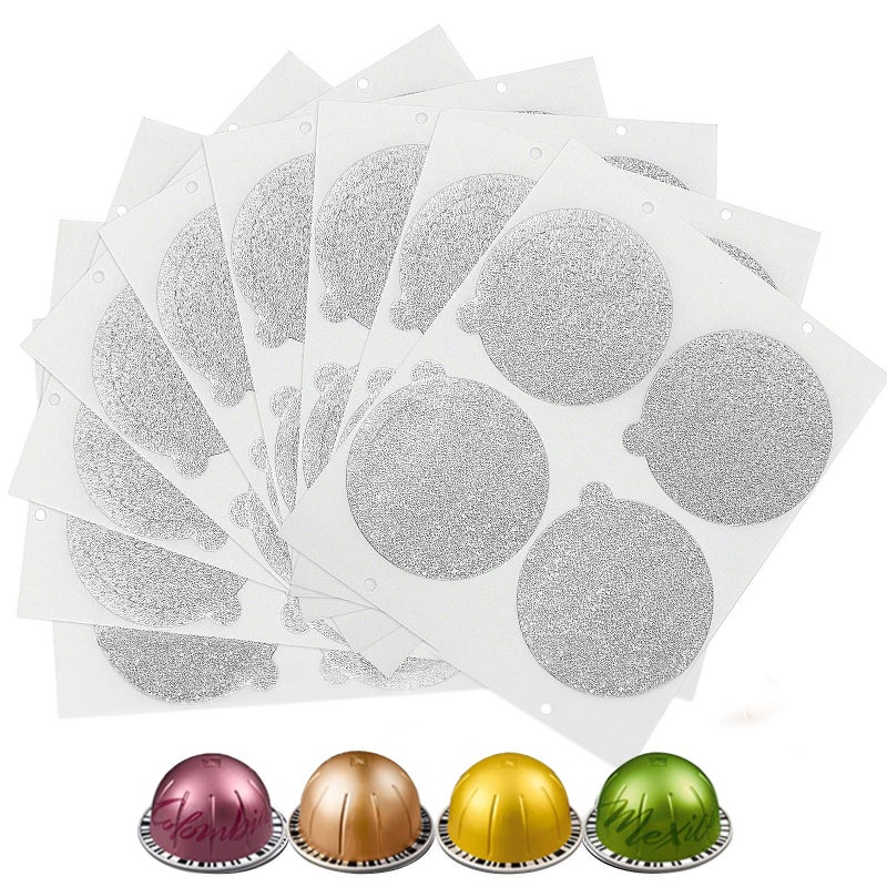 Clinuse Aluminum Foil Lids Seals for Nespresso Vertuo Pods 100Pcs Reusable Nespresso Capsules Coffee Pods Cover Seals Compatible with Nespresso Vertuoline Vertuo 61mm Gray - Image 3