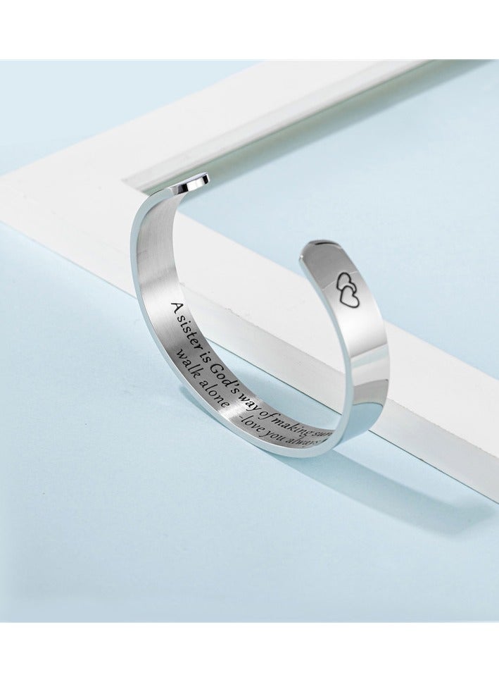 Sister Gift Bracelet Cuff - Side by Side or Miles Apart, Sisters Are Always Close at Heart - Christmas Birthday Gifts - Image 3