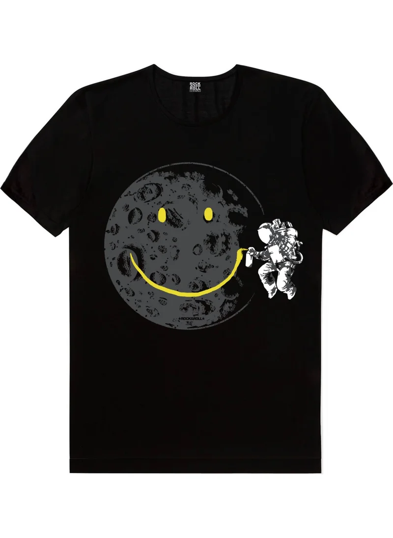 Rock&Roll Graffiti Astronaut Black Short Sleeve Men's T-Shirt