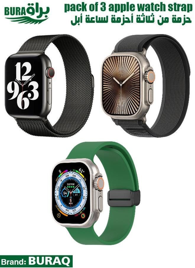 BURAQ - Apple Watch Band Strap For Apple Watch Ultra 2/Ultra 49mm, Series 10 46mm, 9/8/7 45mm, SE2/SE/6/5/4 44mm, 3/2/1 42mm - Image 1