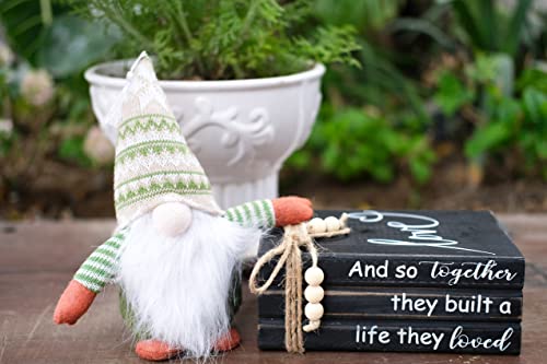 LIVDUCOT Book Stack Decor Black | Farmhouse Stacked Books | Coffee Table Books Decor | Wooden Bookstack Mantle Decoration | And So Together They Built A Life They Loved 7.5x5x3' - Image 5