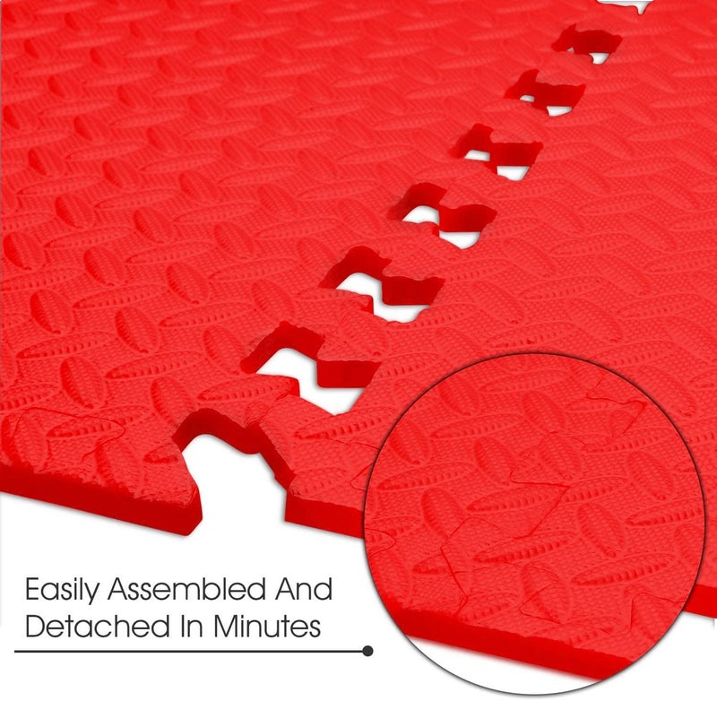 SIGNATRON Fitness Puzzle Mat, Gym Floor Mat, Exercise Mat, EVA Foam Interlocking Tiles, Protective Flooring for Gym Equipment and Workouts, 12mm Extra Thick (4Pc || 16 SqFt, Red) - Image 3