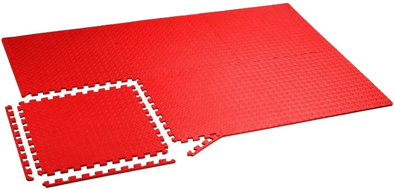 SIGNATRON Fitness Puzzle Mat, Gym Floor Mat, Exercise Mat, EVA Foam Interlocking Tiles, Protective Flooring for Gym Equipment and Workouts, 12mm Extra Thick (4Pc || 16 SqFt, Red) - Image 2