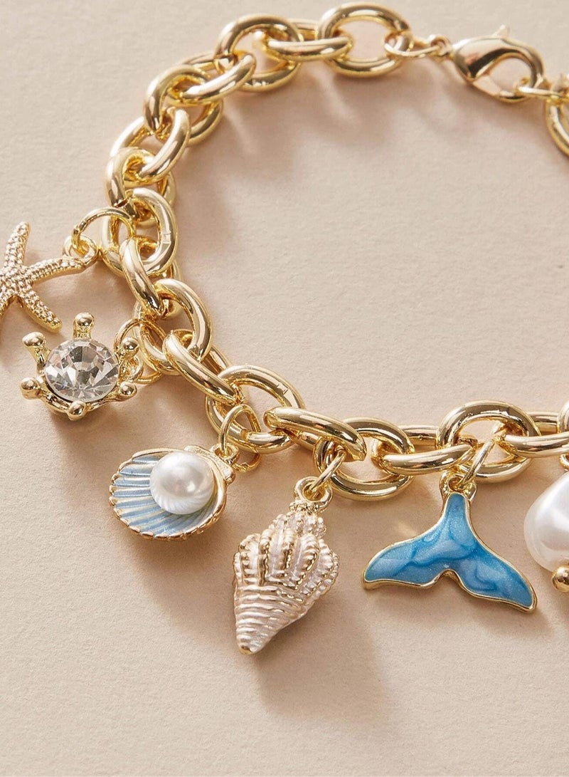 Loquat Starfish Conch Fishtail Shell Ocean Chain Bracelet Adjustable Hand Jewelry - Image 3