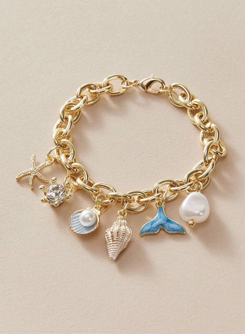 Loquat Starfish Conch Fishtail Shell Ocean Chain Bracelet Adjustable Hand Jewelry - Image 4