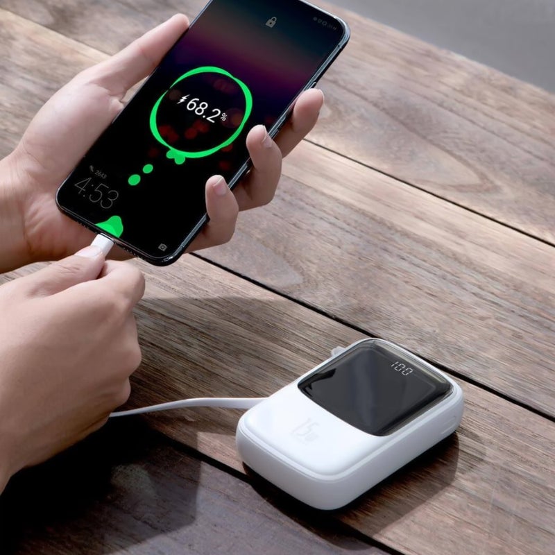 بيسوس باور بنك 1000 مللي أمبير كيو باو مع شاشة عرض رقمية 3A مع كابل شحن نوع C أسود - Image 3