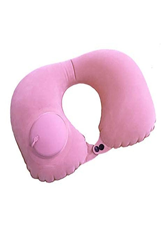 VYATISANT SALES Travel Comfort Pocket Size Very Easily Air Filling Collapsible Travel Neck Pillow for Car Train Flight Bus Also use at Home. (Pink) - Image 1