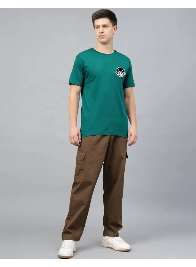 Veirdo Veirdo® Men's T-Shirt Regular Fit Round Neck Pure Cotton Half Sleeve Graphics Printed T-Shirt with Green Colour & L Size