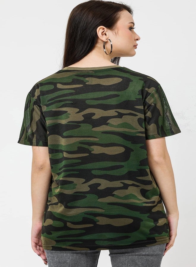 ليوتود تيشيرت نسائي من LEOTUDE بقصة فضفاضة/بوي فريند بنقشة التمويه الزيتوني (99_CAMO_FB_P_Olive_XL) - Image 3