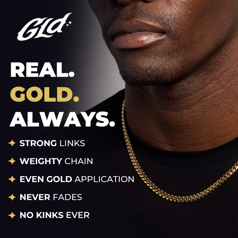 GLD Cuban Link Chain for Men and Women - 6MM, 18ï¿½, 18K Gold-Plated Miami Cuban Chain with Premium Travel Pouch - Snatch-Proof, Sweat-Proof, Fade-Resistant - Lifetime Quality, Designed in Miami - Image 2