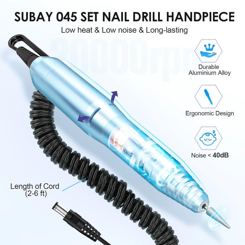 Subay Professional Nail Drill Electric File 20000RPM for Acrylic Nails, Gel Nail, Nail Art Polisher, Manicure Pedicure Tools for Salon Home - Image 3