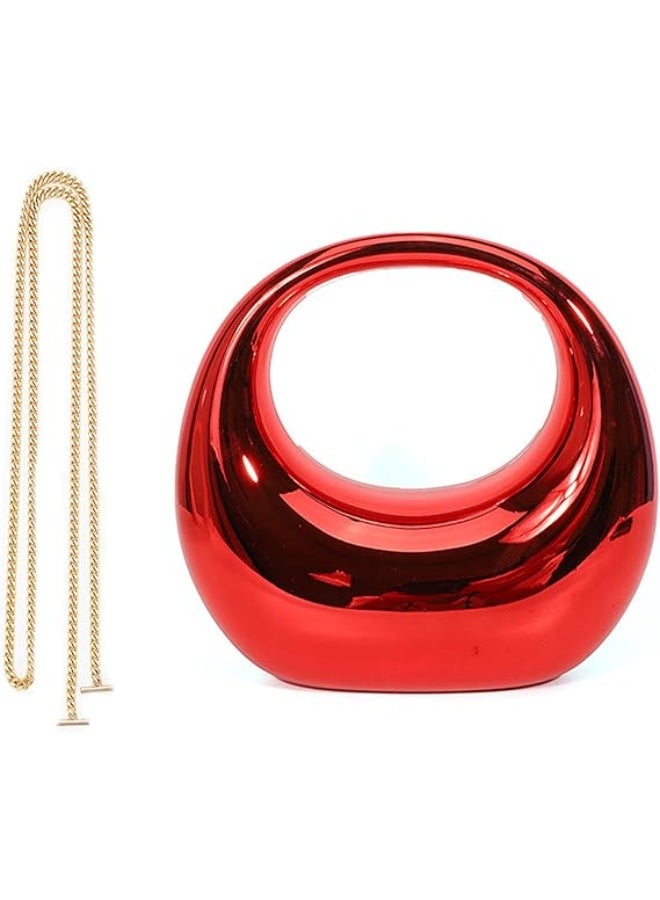 A unique moon-shaped acrylic women's handbag with a top handle, perfect for weddings, cocktail parties, and evening events. - Image 1