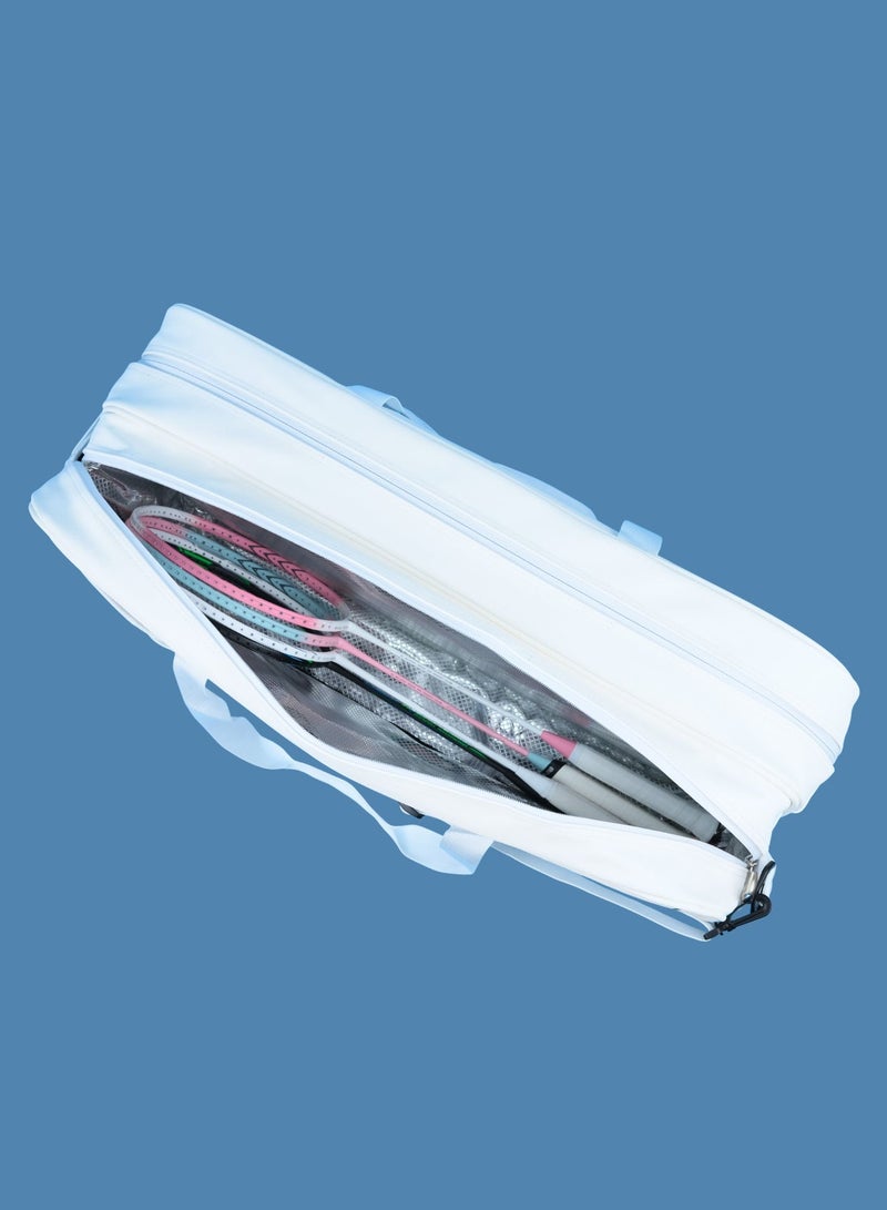 LING-MEI LBR5002 White – Durable, Spacious & Lightweight Sports Bag with Shoe & Thermal Compartments - Image 5