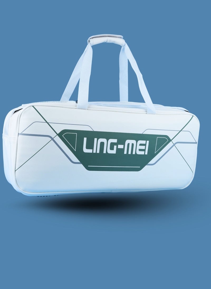 LING-MEI LBR5002 White – Durable, Spacious & Lightweight Sports Bag with Shoe & Thermal Compartments - Image 2