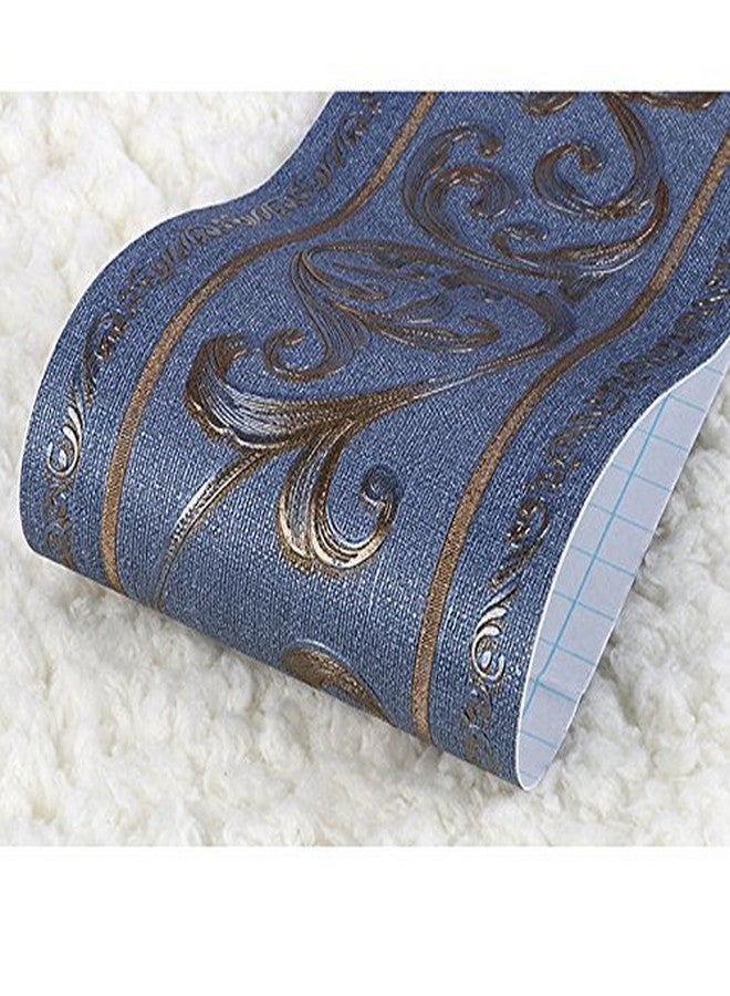 UPREDO 3D Decorative Floral Molding Waterproof Wallpaper Border Peel and Stick for Bathroom Kitchen Counter Top Backsplash Tiles Sticker,4 Inch by 16.4Ft (Dark Blue) - Image 3