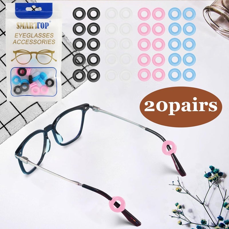 SMARTTOP 20 pairs Eyeglass Ear Grips Sleeve Holder-Eyeglasses Ear Hooks -Comfort Anti-Slip glasses ear grip-For Kids and Adults Sunglasses, Reading Glasses, Sport Eyewear - Image 2