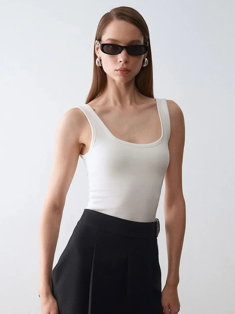 ديلفين DILVIN Slim Fit Sleeveless Jersey Cami Blouse