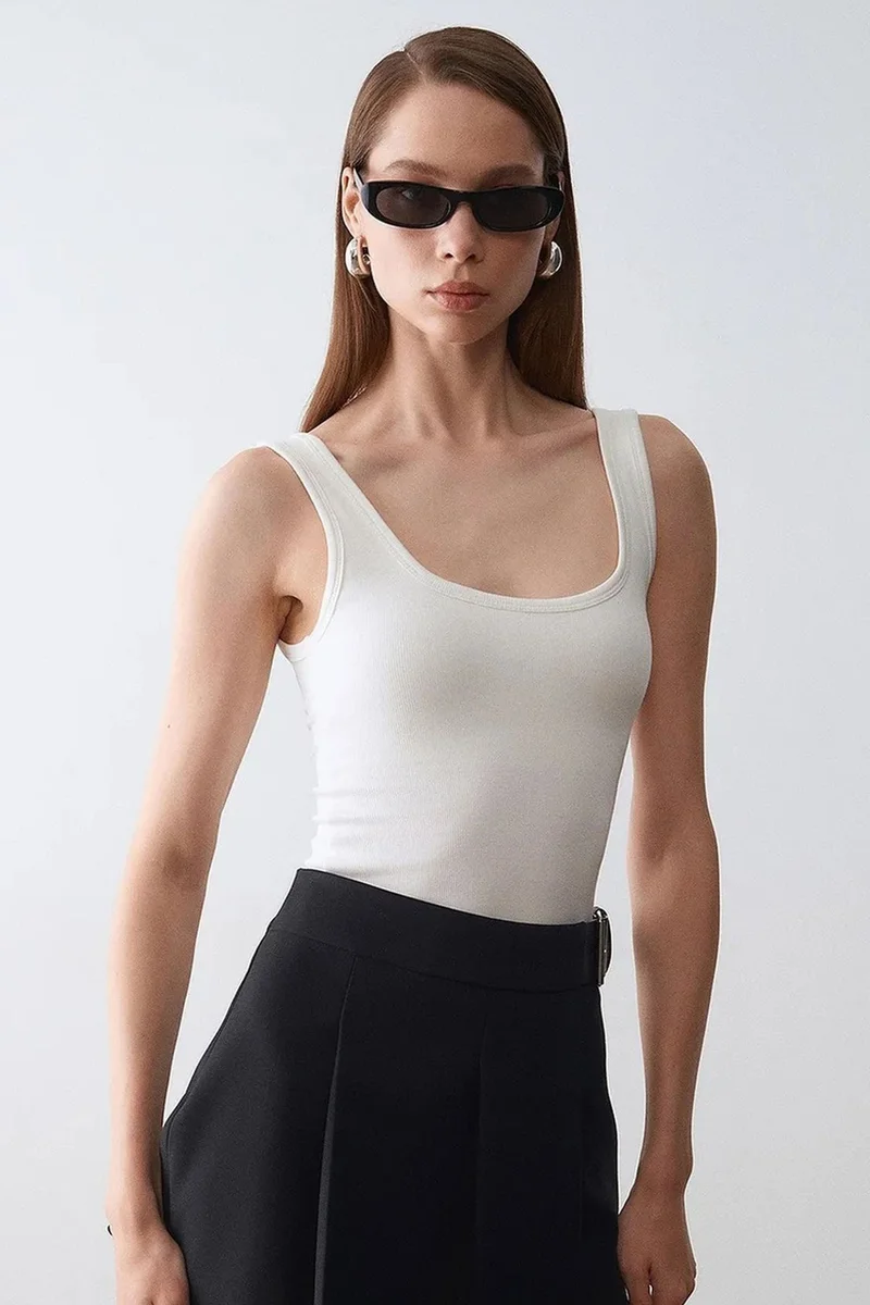 DILVIN Slim Fit Sleeveless Jersey Cami Blouse