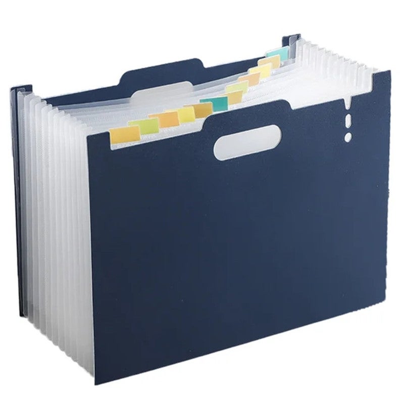 Expanding File Organizer 13-Pocket Dark Blue Document Organizer Folder - Expandable Sides High Sides Reusable Sturdy Design - Fold Down Front Panel for Easy Access Project Storage for Office - Image 1
