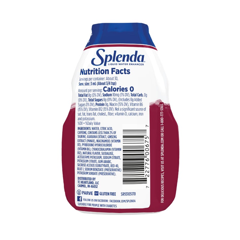 SPLENDA Energy Liquid Water Enhancer Drops, Sugar Free, Zero Calorie, Natural Flavor, Concentrated Drink Mix, 3.11 Fl Oz Each Bottle (Black Cherry, 1 Pack) - Image 4