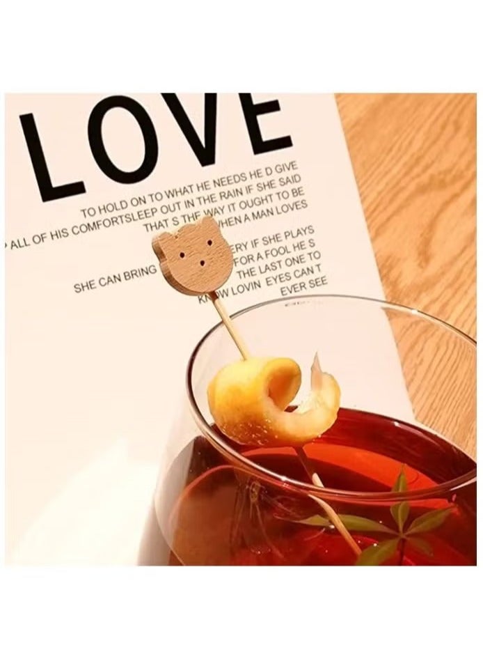 Y&D Fruit Toothpick 100Pcs Handmade Bamboo Skewer Cute Bear Food Picks Party Frilled Toothpicks for Appetizer Fruits Dessert Sandwich Decoration Bamboo Sticks Disposable Bamboo Sticks Fruit Sticks - Image 5