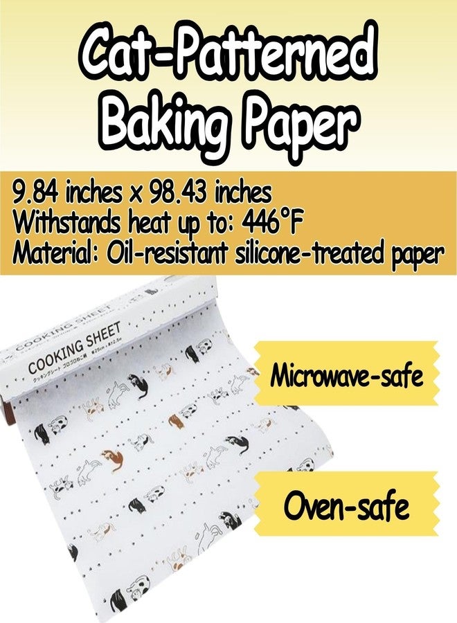 Someie Cute Kawaii lovely Cat kitchenware set Cat Patterned Baking Paper Width 25 cm x Length 2.5 m（9.84 inches x 98.43 inches）x 2 rolls & Microfiber Towel Set｜ Parchment Paper Baking Liner - Image 3
